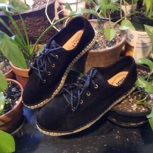 Born Black Suede Sneakers with Tan Accents